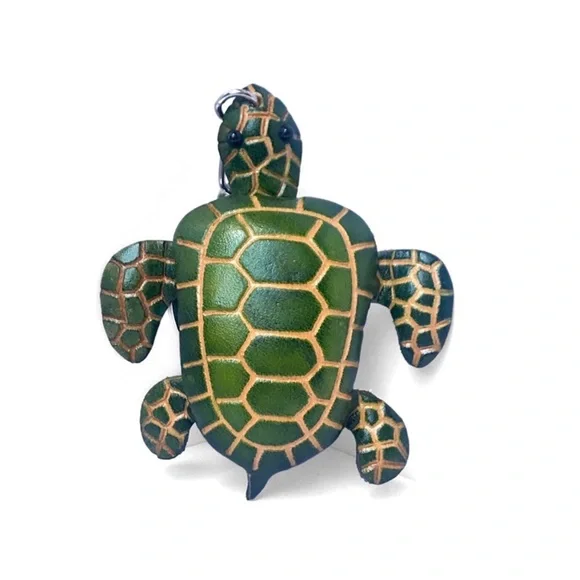 1 LEFT! Handmade Handcrafted Genuine Leather Sea Turtle Keychain - Picture 6 of 6